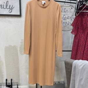 Calvin Klein Collection Tan Long Sleeve Dress